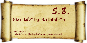 Skultéty Balabán névjegykártya